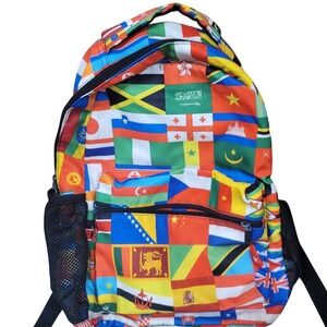 Multicolor World Flags All Over Print Backpack School Travel Bag 15 Inch